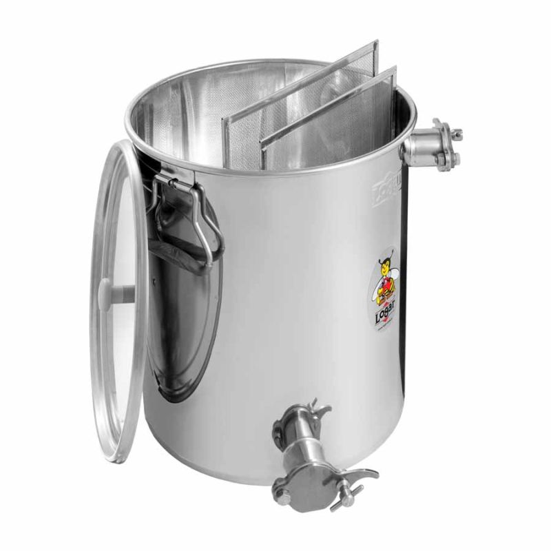 Logar Under-Bucket Strainer Can with Coarse and Fine Sieve, 30 kg, Two Pinch Valves