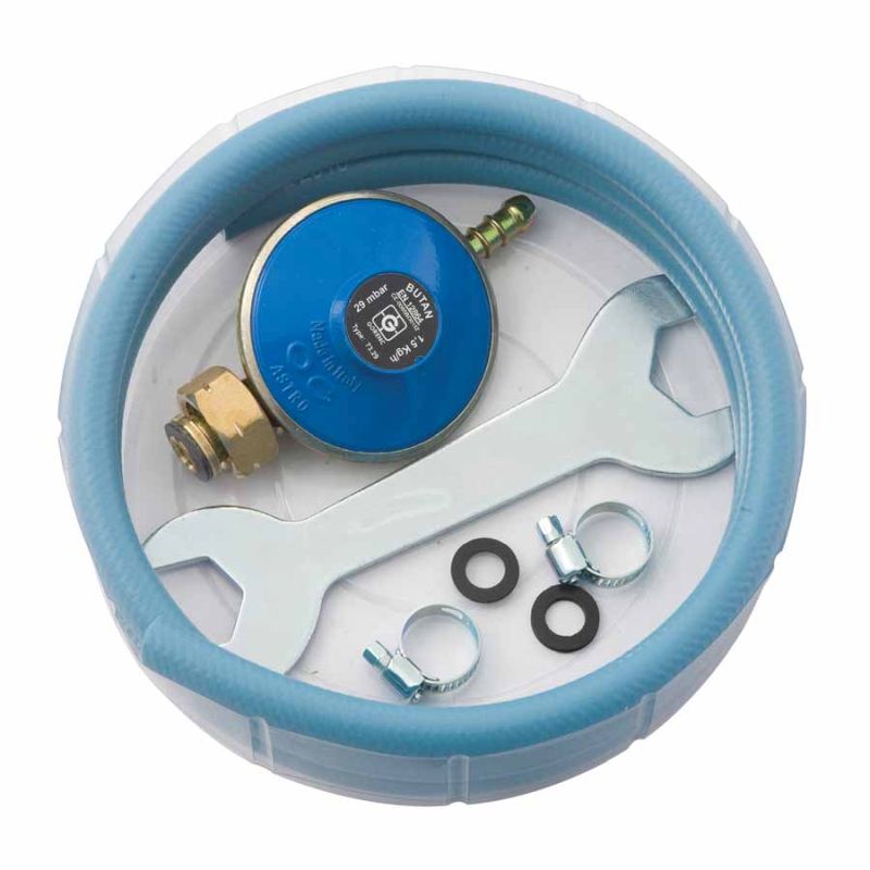 Gas Hose Set for Gas Burners 1.5 m with Regulator & Key