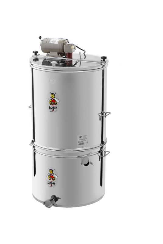 Logar 4-frame honey extractor with motor drive and straining can – frames 30 x 48 cm