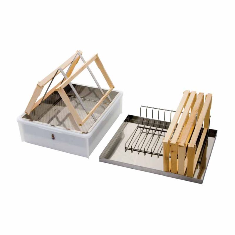 Uncapping station for 2 people with lid and frame rack