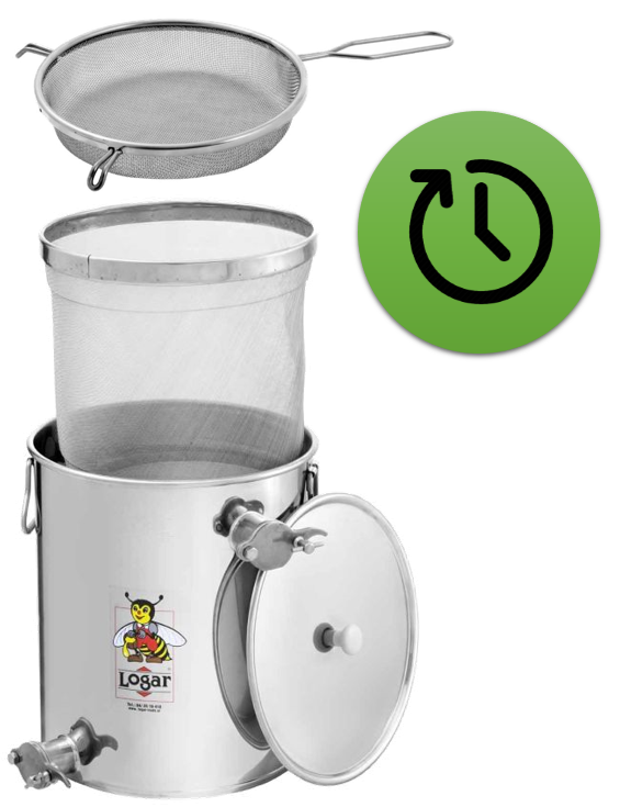 Logar 30 kg under-extractor straining can with a non-clogging sieve