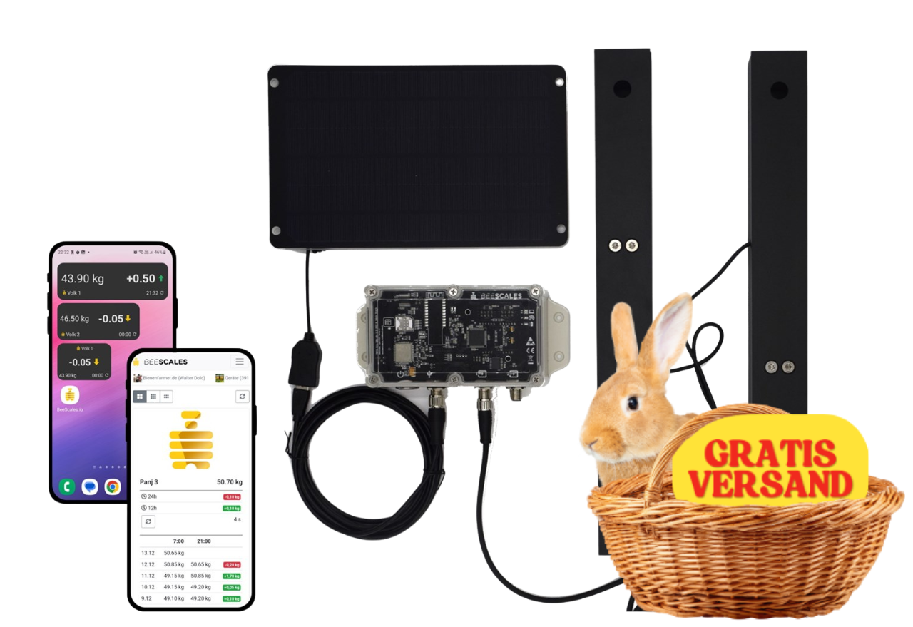 Hive scale for monitoring one hive + GPS and theft alarm, 4G NB-IoT