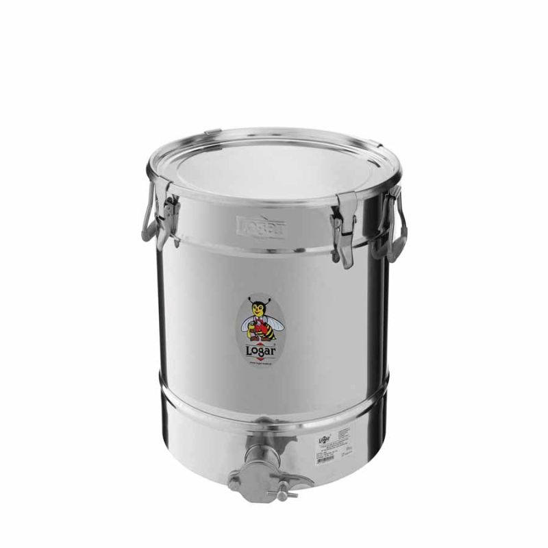 Logar bottling container 35 kg with sloped bottom, 4 clamp fasteners